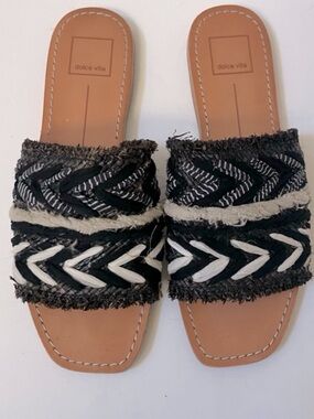 New! Dolce Vita Corey Braided Woven Raffia Slip On Sandal Size 8